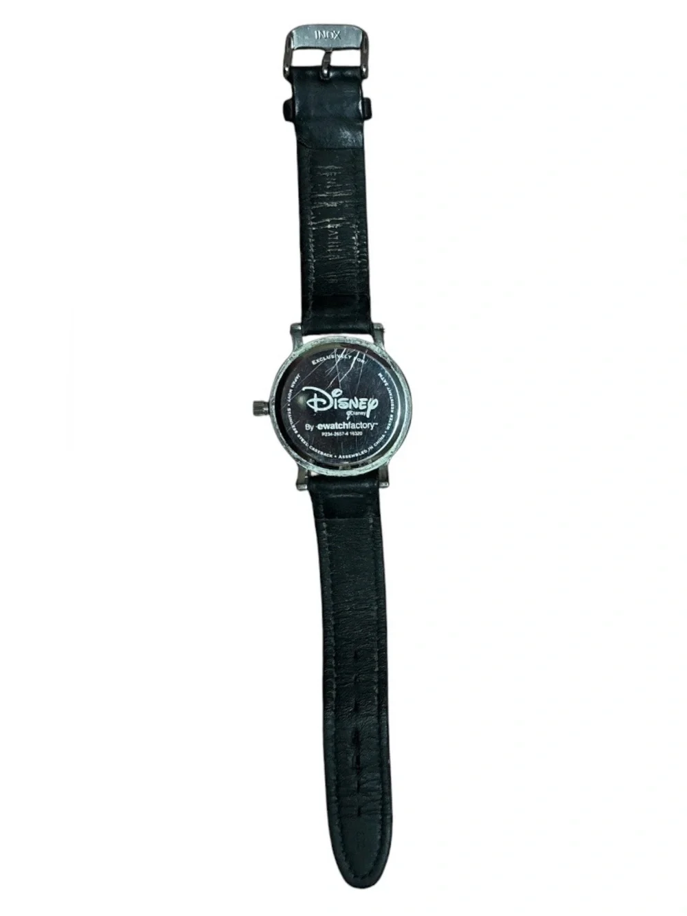 Vintage Mickey Mouse Black Leather Strap Watch - Unisex